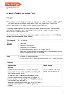 A1 Movers Reading and Writing Part 1 - Cambridge English