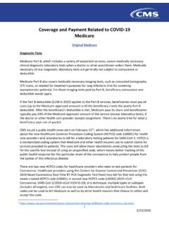 Coverage and Payment Related to COVID-19 Medicare