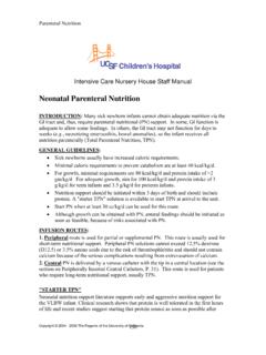 Neonatal Parenteral Nutrition - UCSF Benioff Children's ...