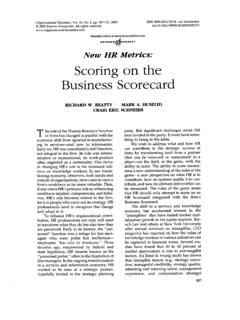 New HR Metrics: Scoring on the Business Scorecard