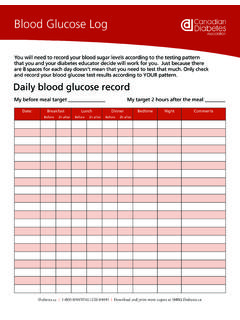 Blood Glucose Log - Canadian Diabetes Association