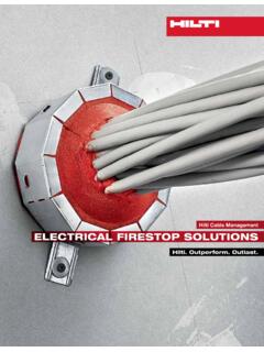 Hilti Cable Management ELECTRICAL FIRESTOP SOLUTIONS