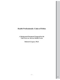 Health Professionals: Codes of Ethics