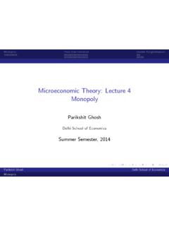 Microeconomic Theory: Lecture 4 Monopoly