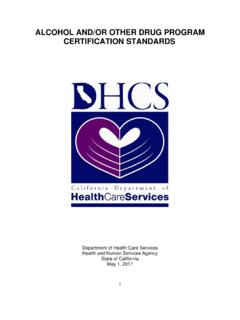 Alcohol And / Or Other Drug Program Certification Standards