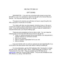 IRS TAX TIP 2001-31 GIFT GIVING - IRS tax forms
