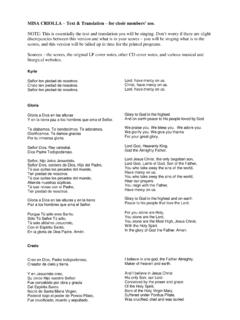 MISA CRIOLLA Œ Text &amp; Translation Œ for choir members use ...