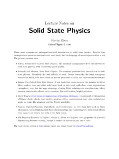 Lecture Notes on Solid State Physics - Kevin Zhou