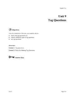 Unit 9 Tag Questions - ebookbou.edu.bd