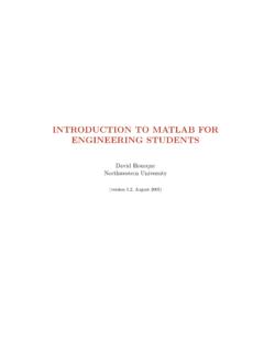 INTRODUCTION TO MATLAB FOR ENGINEERING …