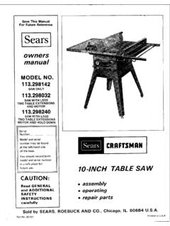 Craftsman 10-inch Table Saw Owner Manual