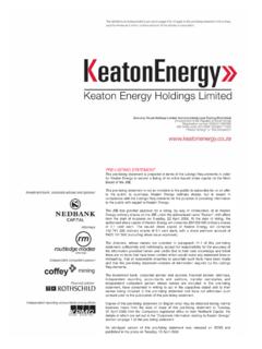 PRE-LISTING STATEMENT - Keaton Energy