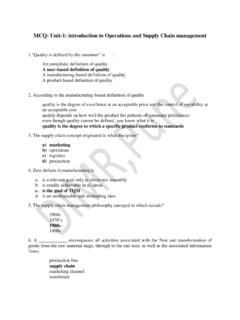 MCQ: Unit-1: introduction to Operations and Supply Chain ...