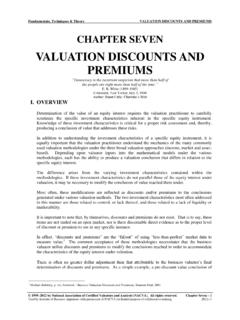 VALUATION DISCOUNTS AND PREMIUMS - NACVA