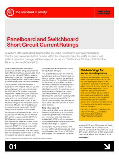 Panelboard and Switchboard Short Circuit Current Ratings