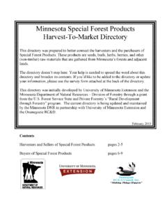 Minnesota Special Forest Products Harvest-To-Market …