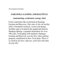 SARATOGA GAMING AND RACEWAY (announcing ... - Such A …