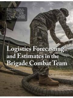 Logistics Forecasting Estimates Brigade Combat Team