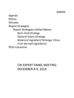 CIR EXPERT PANEL MEETING DECEMBER 8-9, 2014
