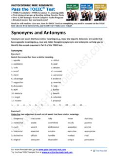 Synonyms and Antonyms - Pass the TOEIC Test