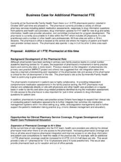 Business Case for Additional Pharmacist FTE - …