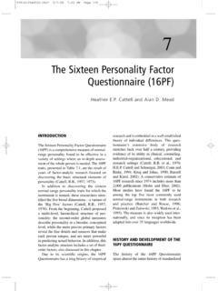 The Sixteen Personality Factor Questionnaire (16PF) - WKU
