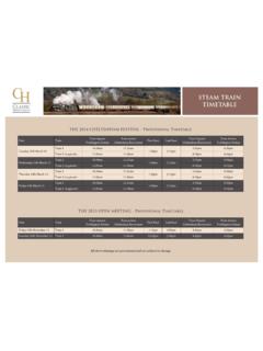STEAM TRAIN TIMETABLE - Cheltenham Hospitality