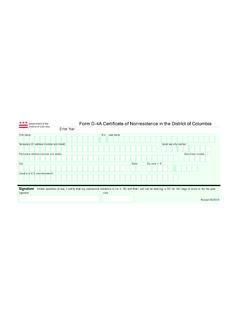 Form D-4A Certiﬁ cate of Nonresidence in the District of ...