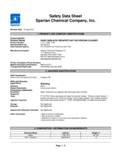 Safety Data Sheet Spartan Chemical Company, Inc.