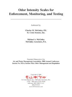 Odor Intensity Scales for Enforcement, Monitoring, …