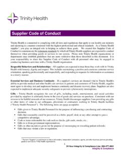 Supplier Code of Conduct - Trinity Health