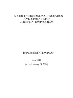 SECURITY PROFESSIONAL EDUCATION DEVELOPMENT (SPēD ...