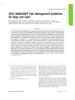 AAHA AAFP Pain Management Guidelines for Dogs and Cats