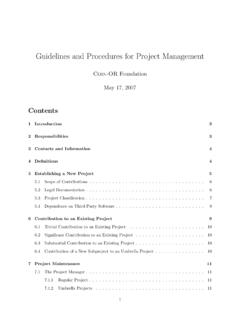 Guidelines and Procedures for Project Management - COIN-OR