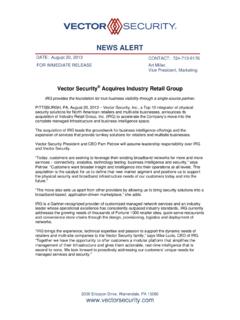 Press Release 130820 VS IRGAquisition - Vector Security