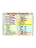 Jesus' Last Week - The Passion Week - Bible Charts