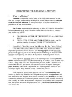 DIRECTIONS FOR BRINGING A MOTION 1. What is a ... - …