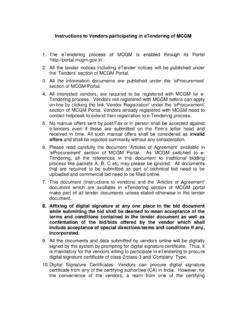Instructions to Vendors participating in eTendering of MCGM