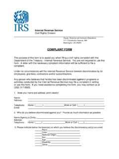 COMPLAINT FORM - IRS tax forms