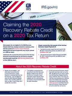 Claiming the 2020 Recovery Rebate Credit on a 2020 Tax Return