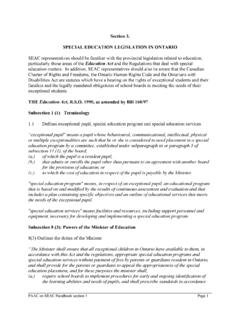 Section 3. SPECIAL EDUCATION LEGISLATION IN ONTARIO