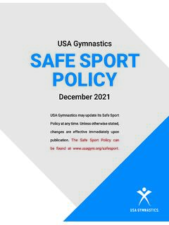 USA Gymnastics SAFE SPORT POLICY