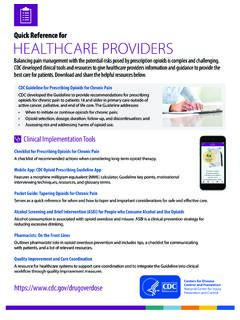 Quick Reference for Healthcare Providers