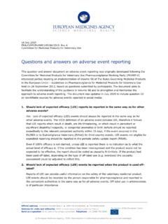 Q&amp;A adverse event reporting - European Medicines Agency