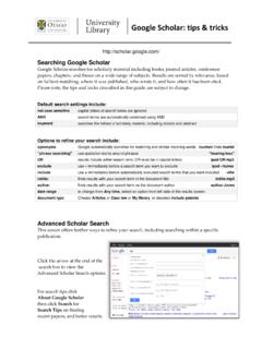 Google Scholar: tips &amp; tricks - University of Otago