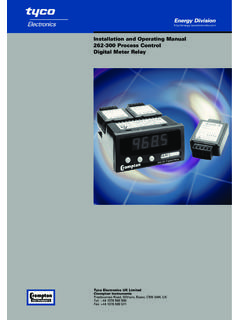 Installation and Operating Manual 262-300 Process Control ...
