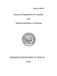 Rules and Regulations for Hospitals and Related ... - Arkansas