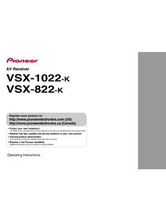 AV Receiver VSX-1022-K VSX-822-K - Pioneer Electronics