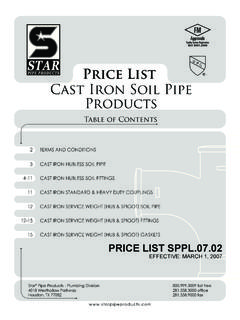 Price List - Star &#174; Pipe Products