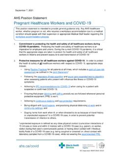Pregnant Healthcare Workers and COVID-19 AHS Position ...